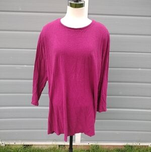 Eileen Fisher Womens Organic Cotton Hemp Tunic Top 2X Magenta